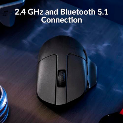 Keychron M7 Wireless Computer Mouse, 26K DPI Optical Computer Mouse, 2.4 GHz/Bluetooth/Wired with Macro Button 63g Lightweight Ergonomic, Up to 70 Hours Worktime for Laptop macOS/Windows - Black - color: Black, style: 1K Polling Rate