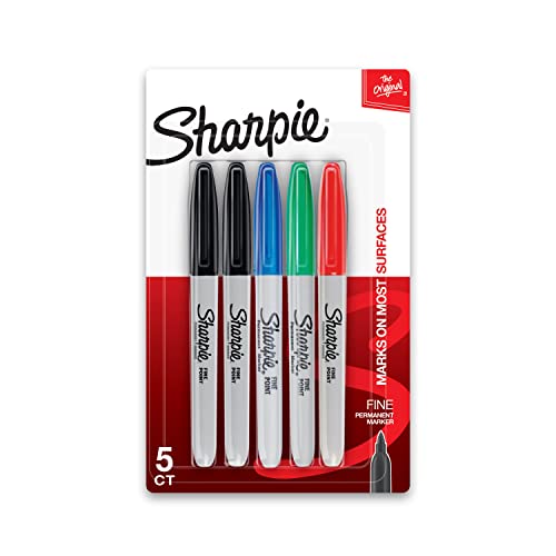 Sharpie Permanent Markers, Fine Point, Assorted Colors, 5 Count - size: 5 Count (Pack of 1)