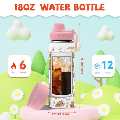 Capybara Gifts for Kids - 18oz Capybara Water Bottle with Straw Lid, Kids Stainless Steel Insulated Water Bottle, Leak Proof, BPA-Free, Animals Cup for School, Travel, Birthday Gift Cup for Teens - color: Capybara