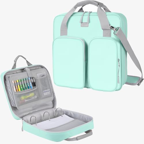 4 Inch Zipper Binder 3 Ring with Shoulder Strap,Tough/Multi-Pocket | Binder Bag with Laptop organizer for School Travel,Fit 13" MacBook & Tablet,800 Sheets Capacity,Water Resistant,Light Blue - color: Light Blue, size: 4 inch