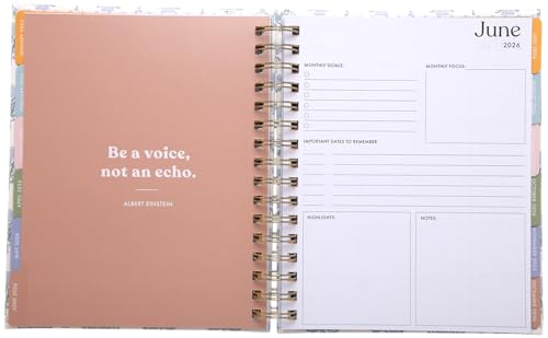 WORLD TRAVELER 2026 Planner Weekly & Monthly Hardcover Spiral Agenda | Hardcover Spiral Lay-Flat Binding, Weekly and Monthly Planning Pages, January to December 2026, 7x8.75 Compact Format - color: Blue/Black Print