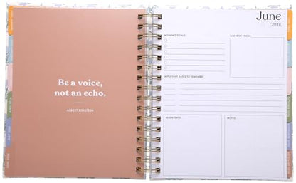 WORLD TRAVELER 2026 Planner Weekly & Monthly Hardcover Spiral Agenda | Hardcover Spiral Lay-Flat Binding, Weekly and Monthly Planning Pages, January to December 2026, 7x8.75 Compact Format - color: Blue/Black Print