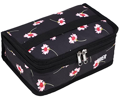 MIER Small Lunch Bag for Kids & Adults Compact Insulated Lunch Box Portable Thermal Mini Cooler for Work School Travel (Black Floral) - color: Black Flower, size: Mini