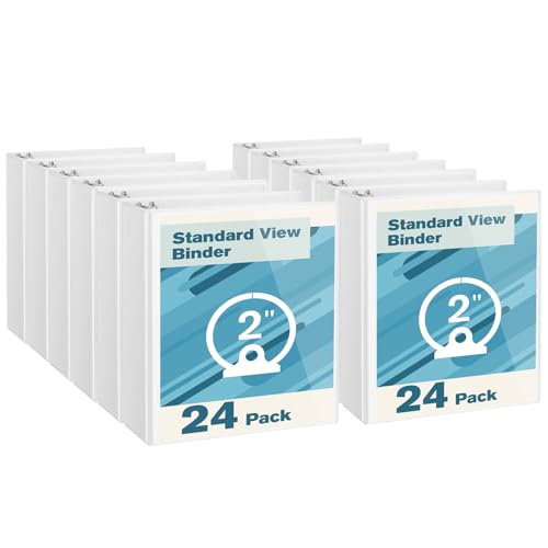 CIXILDTS 2-inch Round Ring Binder, Durable 2" 3 Ring Binder Fit Letter Size Paper, White, 24-Pack - color: White, size: 2", style: 24-Pack
