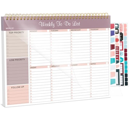 Weekly To Do List Notepad, 8.5''x11'' Weekly Desk Planner with 52 Tear Off Sheets Undated Weekly Planner Habit Tracker & Productivity Organizer for Home School and Work, Lilac - color: Lilac
