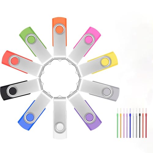 FEBNISCTE 2GB Flash Drive 10 Pack, Thumb Drive High Capacity, | Bulk USB Flash Drives 2 GB Metal Swivel, USB 2.0 Jump Drive Memory Stick Portable, Pen Drive Zip High Speed for Data Storage - size: 2GB