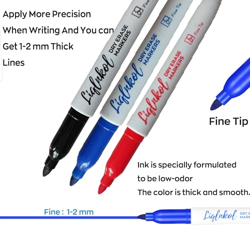 Fine Tip Dry Erase Markers 160 Pack Bulk, Black Red Blue Markers (80/40/40), Low Odor Perfect for Writing on Glass or Home School Office