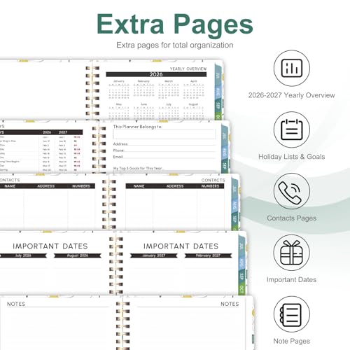 Planner 2026-2027, Weekly and Monthly Academic Year Calendar Planner, July 2026 - June 2027, Daily Agenda Book for Office School Supplies, Letter Size(8.5'' x 11'') - color: 2607-White Daisy, size: 8.5"x11"(Jul 2026-Jun 2027)