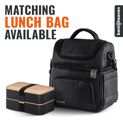 Bentoheaven Bento Box Adult, Stackable Lunch Box, 40 oz, Bingo Flamingo | BPA-free, leakproof and microwave-safe with 2 compartments, utensils, chopsticks, divider and sauce cup for men and women. - color: Bingo Flamingo
