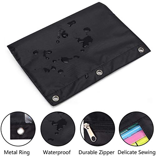 24 Packs 3 Ring Binder Pen Pencil Case Pouch Bulk Set Stationery Bag for School Class Office Black - color: black