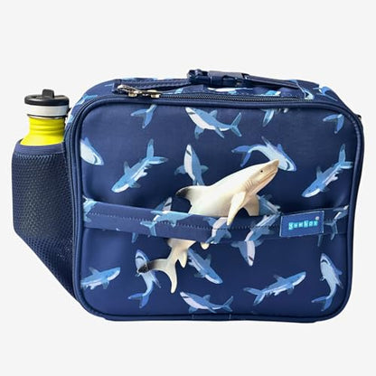 Yumbox Kids Lunch Bag, Holds Lunch Box and Water Bottle, 3 Ways to Carry, Zip Closure, Inside Zipper Netting, Wipe Clean Fabric with EVA lining for extra insulation, Shark - color: Shark