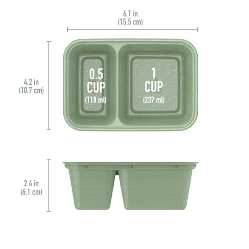 Bentgo Prep - 2-Compartment Snack Containers with Lids - Reusable, Microwaveable, Durable, PFAS & BPA-Free, Freezer, & Dishwasher-Safe Meal Prep Food Storage - 10 Trays & 10 Lids (Basil Glitter) - color: Basil Glitter