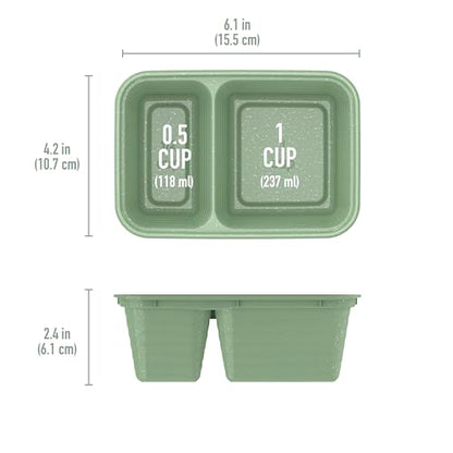 Bentgo Prep - 2-Compartment Snack Containers with Lids - Reusable, Microwaveable, Durable, PFAS & BPA-Free, Freezer, & Dishwasher-Safe Meal Prep Food Storage - 10 Trays & 10 Lids (Basil Glitter) - color: Basil Glitter