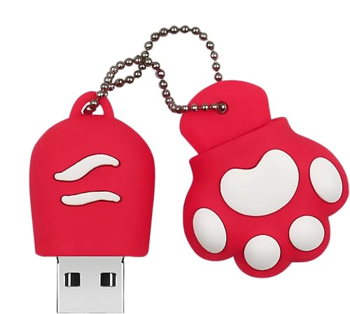 128GB USB 3.0 Flash Drive Cartoon Novelty Lovely Cat Paw Memory Stick Silicone Rubber Ainmal Pendrive Red - color: Catpaw-red, size: 128GB 3.0