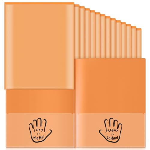 Henoyso 24 Pcs School to Home Folder with Pocket Plastic Heavy Duty Clipboard Folder with Clear Front Pocket Homework Take Home Folders for School Students Parent Teacher Communication (Orange) - color: Orange