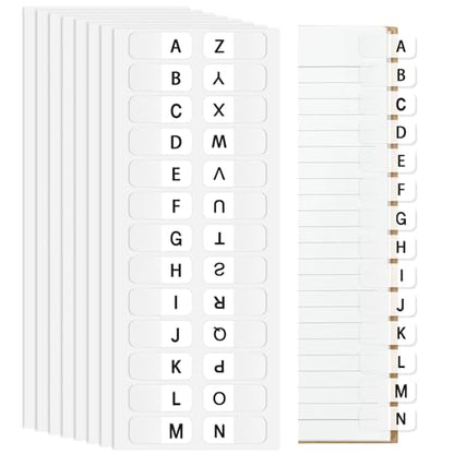 A-Z Sticky Alphabet Tabs Self-Adhesive Letter Index Tabs for Notebook, Textbook, Dictionary, and Filing (208 Pcs) - color: White