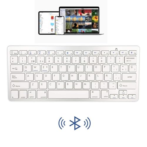 Wireless Spanish Keyboard, Minority Language Keypad Ultra Thin Lightweight Silent Bluetooth Keyboards for Laptop/PC/Tablet/Desktop/Smart TV Teclado Español (Spanish) - style: Spanish