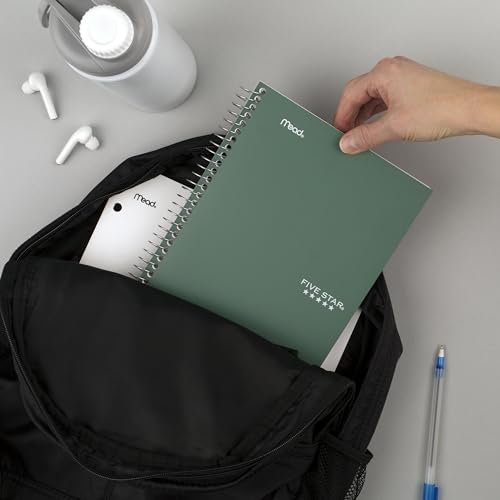 Five Star Spiral Notebook, 2 Subject, College Ruled Paper, 6" x 9-1/2", 80 Sheets, Fights Ink Bleed, Water Resistant Cover, Seaglass Green (840029CH1-ECM) - color: Seaglass Green, size: Pack of 1