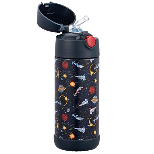 Snug Insulated Kids Water Bottle with Straw & Spout – Double-Wall Stainless Steel, Leakproof, Easy-Flip Lid – For School, Travel, Toddlers & Big Kids - Space Wars, 12oz - color: Space, size: 11.8 Ounces