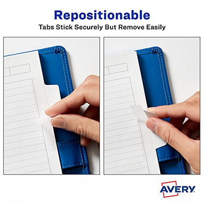 Avery Margin Ultra Tabs, 2.5" x 1", 2-Side Writable, White, 24 Repositionable Page Tabs (74789) - size: 24 Count (Pack of 1)
