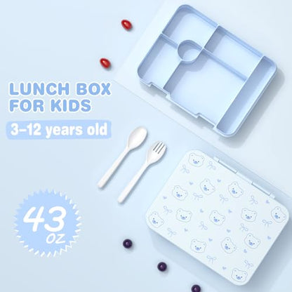 ACESAK Backpack for Girls with Bento Box - 4 PCS Cute Girls Backpack with Lunch Box, Pencil Case & Bento Box Set - 43oz Leakproof Lunch Box Kids Snack Containers Set Back to School Supplies (Blue) - color: Blue