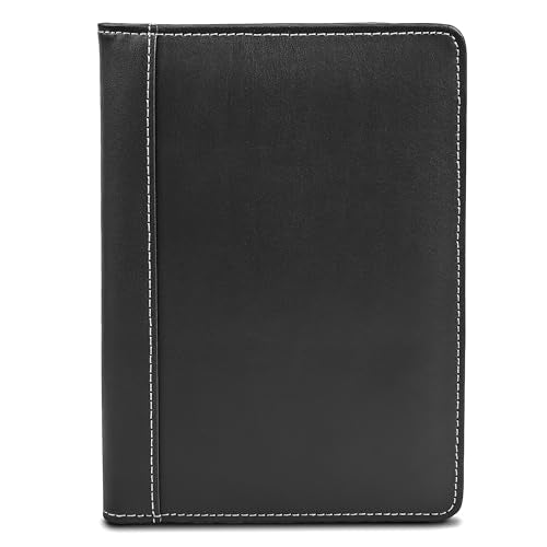Samsill Mini Faux-Leather Padfolio, 5 x 8 Writing Pad, Compact Business Portfolio with Business Card Display Pocket, Contrast Stitch, Black - color: Black