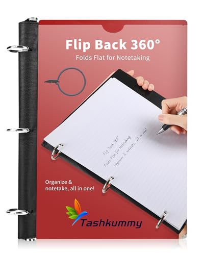 360 Degree Pivotable Binder, Upgraded 3 Ring Binder 1 inch, Flexible Binders 3 Ring, Foldable Three Ring Binders- Red - color: Red, style: 1 PCS Customizable Cover