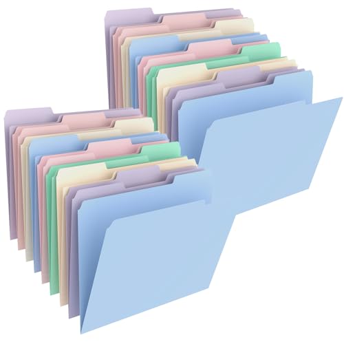 HABGP 100 Pcs Manilla Folders 8.5 x 11 Inch, 1/3-Cut Tab Colored File Folders Letter Size, Plastic Folders Aesthetic, School Business Office Manila Folders for Documents Paper - size: 100 Pack