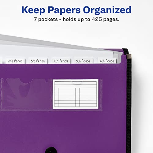 Avery Expanding File Folder Organizer, 7-Pocket Accordion File Organizer, Plum, Holds 425 Letter/A4-Size Sheets (73552) (Pack of 8) - size: 7 Pockets (Pack of 8)