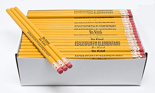 Pencil Guy Promotional Personalized Imprinted School Bus Yellow Round Pencils 144 to a box. 19 color(s) to choose from! - color: School Bus Yellow, size: 1 Count (Pack of 144)