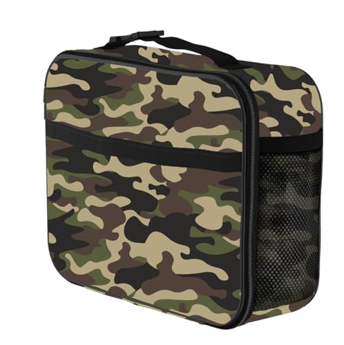 Camo Lunch Bag Reusable Insulated Camouflage Lunch Box Keep Food Cooler Thermal Lunch Tote for Women Men - color: Camo