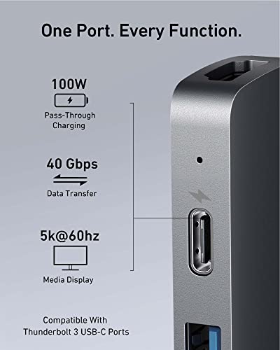 (Used) Anker USB C Hub for MacBook, 7-in-2 USB C to C Adapter, Compatible with Thunderbolt 3 Port, 100W Power Delivery, 4K HDMI, USBC& 2 USB-A Data Ports, SD and microSD Card Reader - style: 7-in-2 4K@30Hz