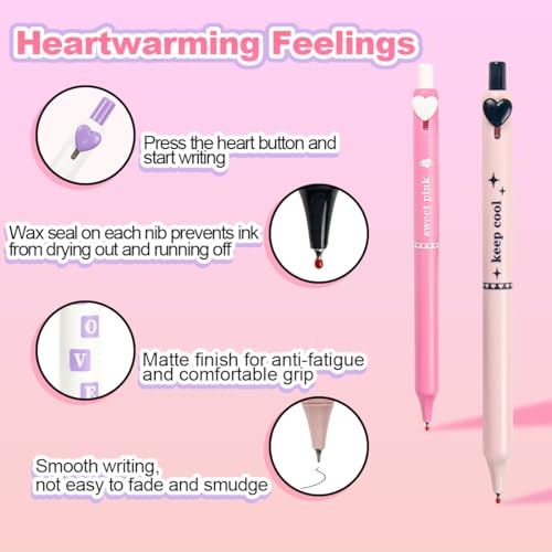 Gel Pens 5-Pack Quick-Dry Smudge-Resistant Ink, Writing Tools for School, Office, Creative Projects | Aesthetic Gift Set for Students/Teachers/Nurses/Professionals (Pink) - color: Pink
