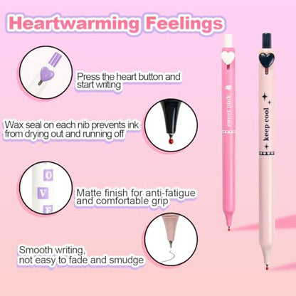 Gel Pens 5-Pack Quick-Dry Smudge-Resistant Ink, Writing Tools for School, Office, Creative Projects | Aesthetic Gift Set for Students/Teachers/Nurses/Professionals (Pink) - color: Pink