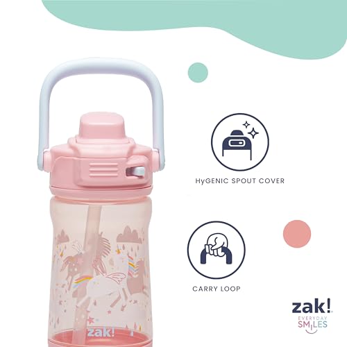 Zak Designs Disney Princess Beacon Kid Water Bottle for Travel, 12oz Plastic is Durable and Leak-Proof with Liquid Lock Spout, Carry Handle, Protective Base (Ariel, Cinderella, Moana, Rapunzel, Tiana) - color: Disney Princess (Ariel, Cinderella, Moana, Ra