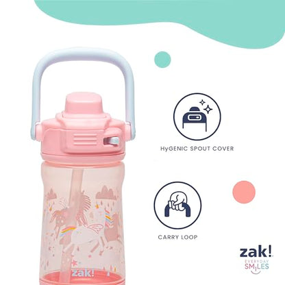 Zak Designs Peppa Pig Beacon Kid Water Bottle for Travel or At Home, 12oz Plastic is Durable and Leak-Proof with Liquid Lock Spout, Cover, Carry Handle, Protective Base (Peppa, George) - color: Peppa Pig