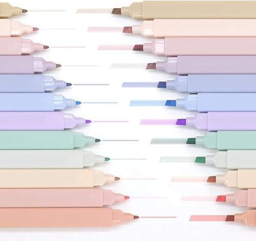 Pastel Bible Highlighters, 12 Pack Dual Tip Highlighters, No Bleed Highlighters for Bible Study, Journaling, Notes, School and Office, Assorted Soft Colors - color: PASTEL 12 DUAL TIP