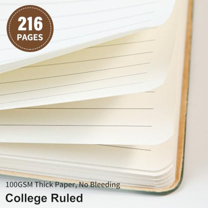 Lined Journal Notebook for Work College Ruled Note Book 5.79"x8.27" A5 PU Leather Daily Journaling 216 Pages for Women Men Writing Home School Supplies Business (Brown) - color: 10-Brown-1pack, style: A5 Lined 216pages