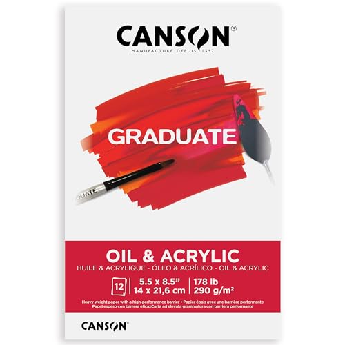 Canson Graduate Oil and Acrylic Paint Pad, Foldover, 5.5x8.5 inch, 12 Sheets | Artist Paper for Adults and Students - Oil, Acrylic, Mixed Media and Painting - size: 5.5x8.5 inch