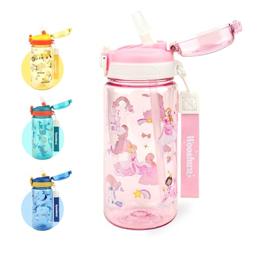 Kids Water Bottle for School or Travel, 20 Oz Durable Plastic Water Bottle with Silicone Straw and Pop-Up Spout Cover, BPA Free & Dishwasher Safe(Princess) - color: Princess, size: 20 oz (1 Pack)