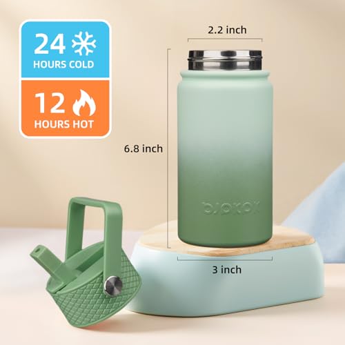 BJPKPK Insulated Water Bottle, 15oz Stainless Steel with Straw Lid | Leak Proof, BPA-Free, Vacuum Insulated, Keep Drink Cold & Hot, Metal Water Bottle for Travel, Gym, Office, Cupholder Friendly - color: Forest Green, style: N-15oz-Color Lid