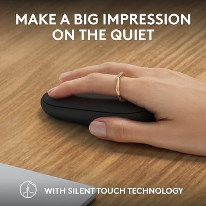 Logitech M350s Pebble 2 Bluetooth Wireless Mouse - Black | Slim, portable, lightweight, customizable button, quiet clicks, easy-switch for Windows, macOS, iPadOS, Android, Chrome OS - color: Black
