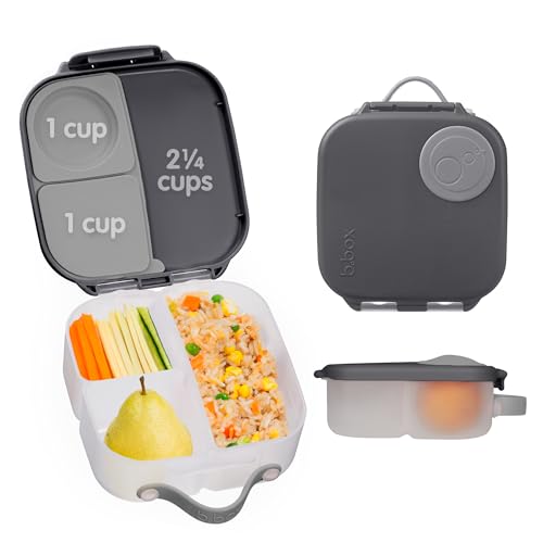 b.box Mini Lunch Box Kids | 4.25 Cup Leak Proof Bento Box for Kids Ages 3+ | 3 Compartment Snack Containers, School Lunch Container, Dishwasher Safe, BPA-Free, PFAS-Free - Graphite - color: Graphite, size: 1-pack