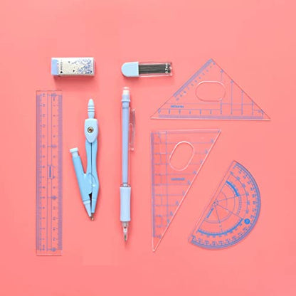 Drawing Compass Drafting Tools Compass Ruler Set Student Geometry Math Set Metal 8-Piece Measurement Design Compass Drawing Tool Math Geometry Kit Math Ruler Kit