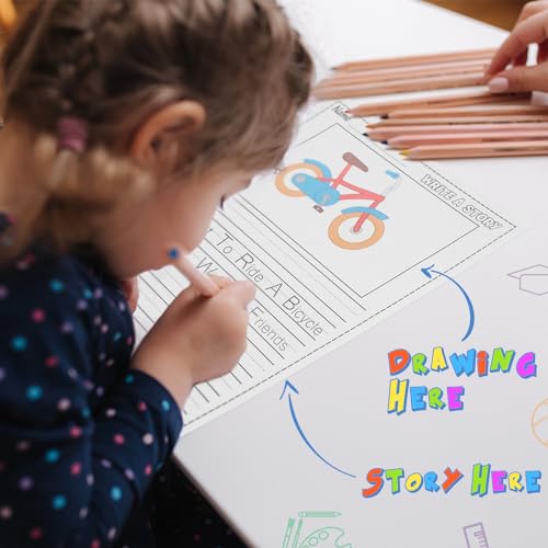 200 Sheets Handwriting Paper for Kid 8.5"x11" Primary Writing Paper Bulk with Picture Space and Lines DIY Craft Writing Kit for Kids Journal Activity Kindergarten Write Story Back to School Supplies