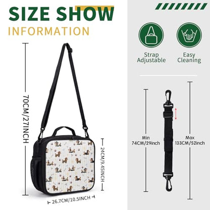 Cute Dog Kids Lunch Bag Lovely Dachshund Puppy Pattern Large Capacity Insulated Lunch Box with Shoulder Strap for Children Teens Durable Lunchbox Thermal Meal Bag for School Picnic - color: A-Puppy