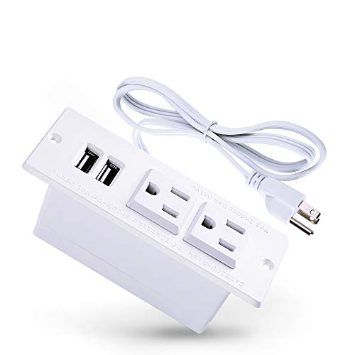 Conference Recessed Power Strip Socket with USB Ports,Table Power Strip,Desktop Charging Station with 2-Outlets and 2 USB Ports - color: 2AC 2USB Power Strip white, size: USB-A