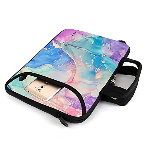 AMARY 13" 13.3" laptop sleeve chromebook case adjustable shoulder strap with handle accessory pocket (Marble-1) - color: Marble-1