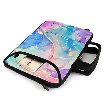 AMARY 13" 13.3" laptop sleeve chromebook case adjustable shoulder strap with handle accessory pocket (Marble-1) - color: Marble-1
