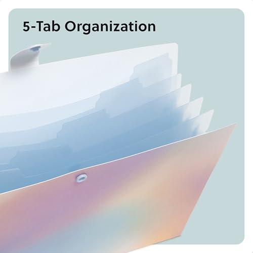 U Brands Poly 6 Pocket Expandable Folder with Tabs, Lucent Dreams Pastel, 1 Count, 1/5-cut tabs and 14 Blank Adhesive Labels - color: Pastel